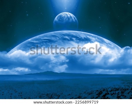 3d rendered Space Art: Alien Planet - A Foggy Fantasy Landscape