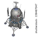 3D rendered space ship on white background isolated