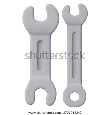 3d rendered spanner wrenches tool icon for mechanical adjustment and construction equipment repair