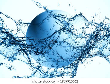 3D rendered sphere and splash