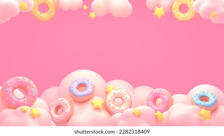 3d rendered sweet donuts frame on pink background. - Powered by Shutterstock