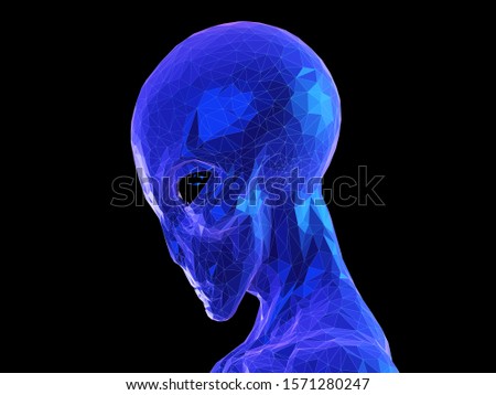 3d rendered synthwave style illustration of an alien