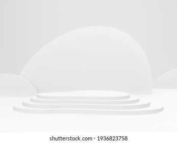 3D Rendered White Stage Podium