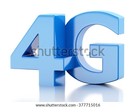 3d renderer image. 4G LTE wireless sign. Mobile telecommunication concept. Isolated white background