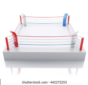 3d renderer image. 3d Boxing ring against isolated white background. Sports concept.