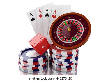 Playing Cards Poker Chips Falling Dice Stock Vector (Royalty Free ...