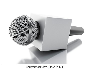 3d Renderer Image. News Microphone Tv. News Concept. Isolated White Background.