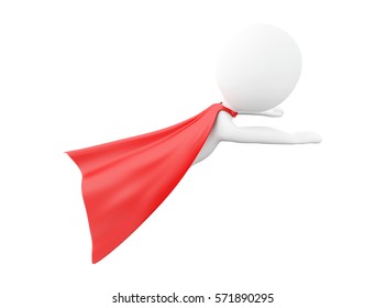 3d renderer image. Super hero with red cape. Isolated white background.