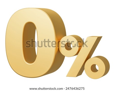 3d rendering. 0% discount on sale, percent icon isolated on white background. clipping path