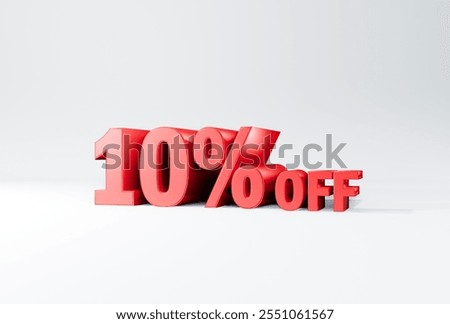 3d rendering of a 10% offer sign on white background