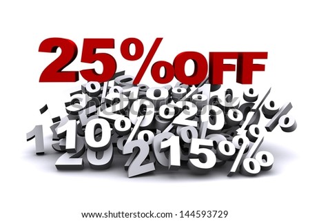 3D Rendering Of 25 Per Cent Off