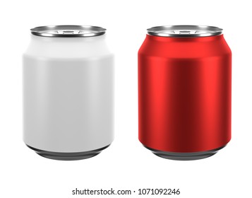 3D rendering of 250 ml aluminum soda stubby can isolated on white background with clipping path.
