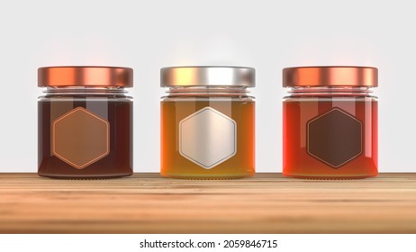 3d Rendering 3 Honey Jars Empty Stock Illustration 2059846715 ...