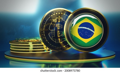 3D Rendering 4K Bitcoin Brazil Legal Tender