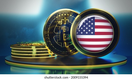 3D Rendering 4K Bitcoin USA Legal Tender