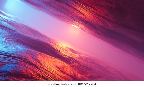 3D rendering, 4K image abstract colorful Ocean. sunset, Sun rice, wave light reflection, Slope angle.   