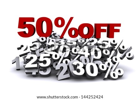 3D Rendering Of 50 Per Cent Off