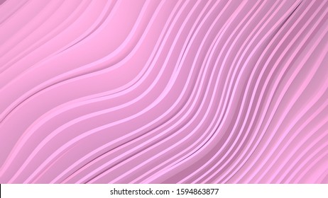 3D rendering of abstract background of bubblegum pink lines. Futuristic funky colors for kids background.