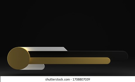 3D Rendering Abstract Of Black,white And Gold Lower Third, Golden Circle,blank Space, Simple Clean Design