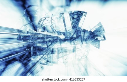 3D rendering, abstract blue composition - Shutterstock ID 416533237