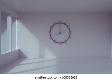 3d rendering of abstract clock on the wall