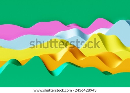 3d rendering, abstract colorful  wave lines  on  green background. Creative wallpaper