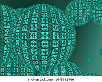 3D rendering of an abstract composition in green for backgrounds and wallpapers