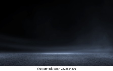 3D Rendering abstract dark night creative blurry outdoor asphalt on black background.