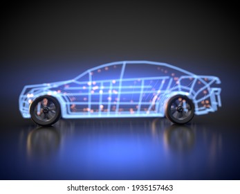 3D rendering: abstract digital car