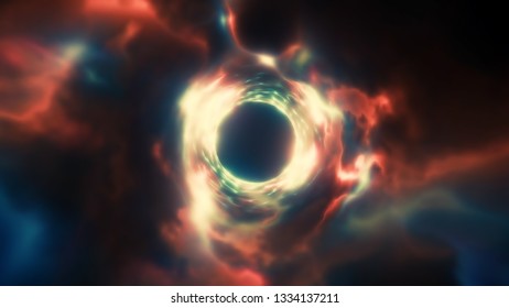 3d rendering of an abstract energy tunnel in space. The energy of the force fields of the tunnel in space. Vortex energy flows - Shutterstock ID 1334137211