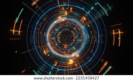 3D Rendering of abstract fast moving stripe lines with light flare. Digital technology products, High speed motion blur. Concept of leading in business,  warp speed, wormhole, science background