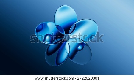 3d rendering. Abstract futuristic abstract background featuring blue lenses. Modern aesthetic concept, in shades of blue