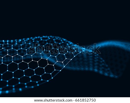 3d rendering Abstract futuristic dots and lines. computer geometric digital connection structure. Futuristic blue abstract grid. Intelligence artificial