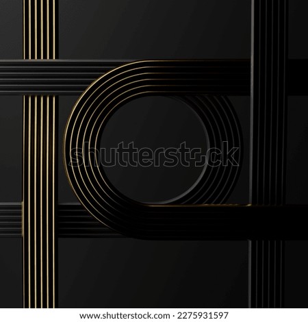 3D rendering Abstract geometry dynamic object with dark background.