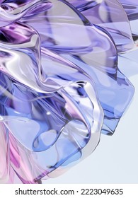 3D Rendering Abstract Glass Or Crystal Floral Illustration For Beauty  Leaflet, Presentation Or Catalog Cover.