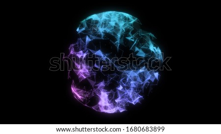 3D rendering of an abstract globe, sphere in space in the form of plexus. Geometric background with lines, dots and triangles. Global network concept