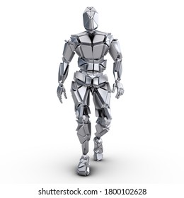 3D rendering: abstract humanoid walker in frontal view