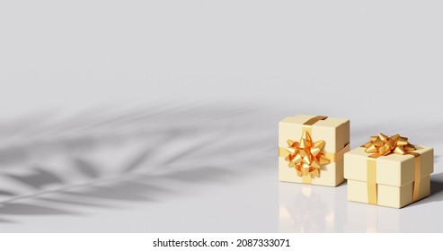 3D rendering, Abstract minimal mock up scene, geometry podium shape for show cosmetic product display, Christmas tree and gift box, Christmas and New Year's studio interior platform.