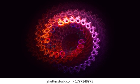 3D rendering abstract multicolor fractal light background