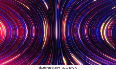 3D rendering of an abstract panoramic neon background with glowing rays. Colored rays move along a geometric surface - Shutterstock ID 2219419279