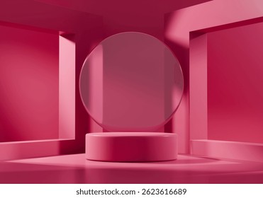 3D rendering abstract pink platform podium product presentation background