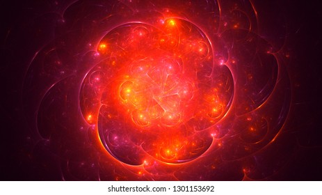 3D rendering abstract red fractal light backgroundc