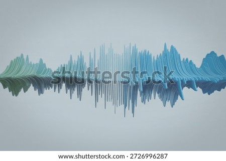 A 3D rendering of an abstract sound wave with varying shades of blue and green, illustrating the dynamic nature of sound frequencies.