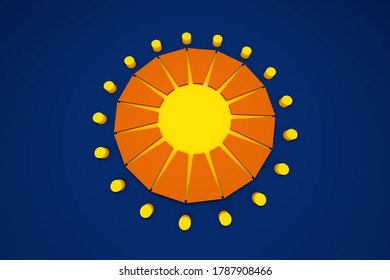 3D rendering abstract sun illustration
