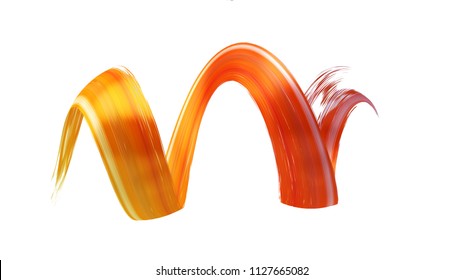 3d Rendering Of Abstract Twisted Brush Stroke