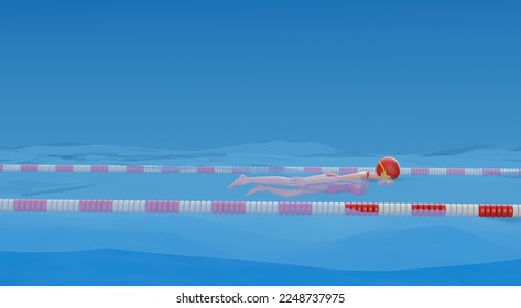 3d rendering. Active training of sporty woman in the pool . Woman swimming pool.Underwater photo.   - Powered by Shutterstock