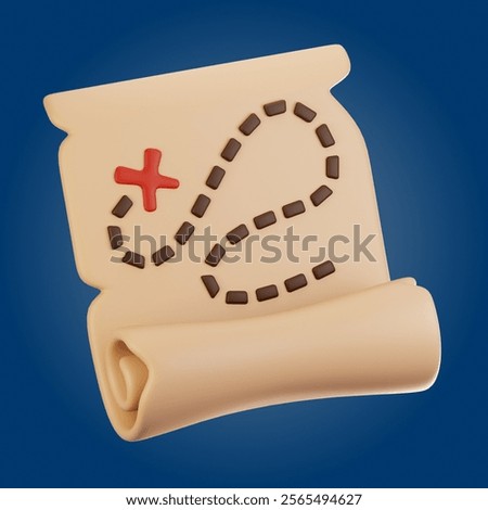 3d rendering adventure game icon concept. 3d render map icon