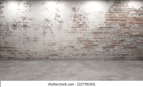 3d rendering of aged brick wall