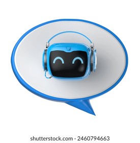 3d rendering ai chatbot or personal assistant robot chat with speech bubble