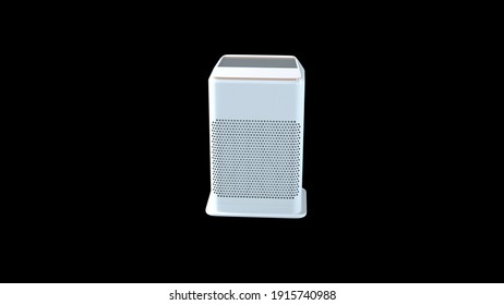 3D rendering of an air purifier located at the livingroom in front of windows
